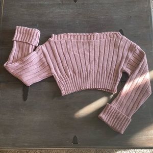 Pink Off-The-Shoulder Sweater